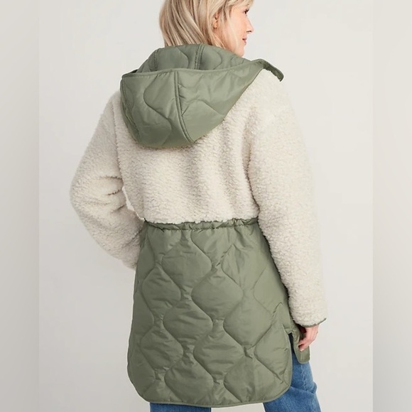 Gap/Old navy Hooded Sherpa Quilted Hybrid Coat for Women - Picture 2 of 5